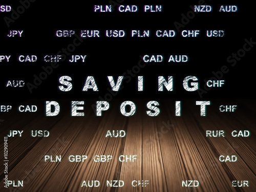 Currency concept: Saving Deposit in grunge dark room