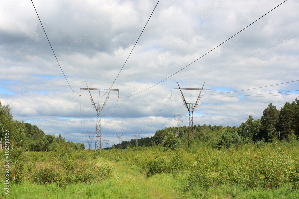 High voltage line in the countryside