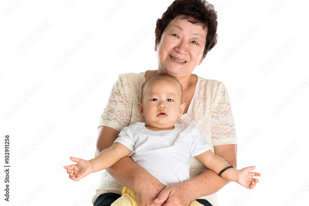 Grandmother and grandson. Grandmother and grandson.