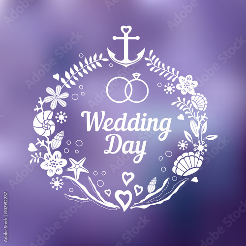 Wedding day romantic marine decorative invitation
