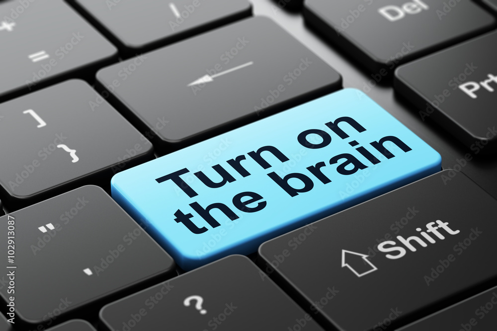 Fototapeta premium Learning concept: Turn On The Brain on computer keyboard background