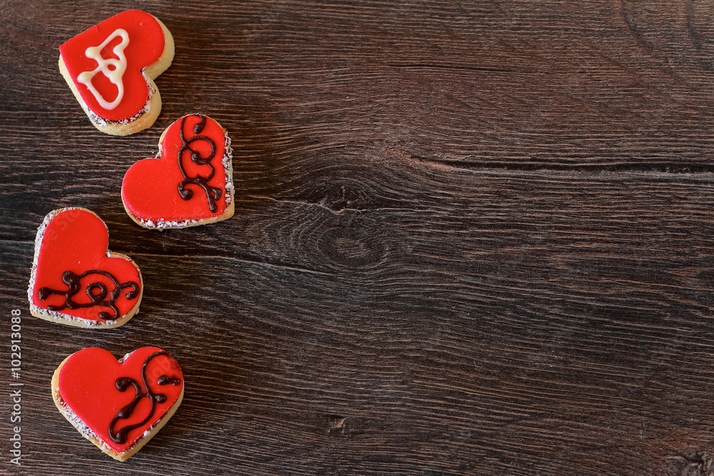 Rustic Valentine cookies on an wooden table Rustic Valentine cookies on an wooden table