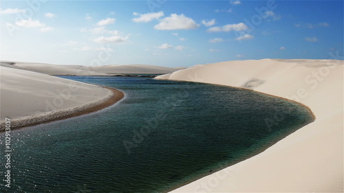 The unique sand dunes and fresh water lagoons found in Brazil's Lençóis Maranhenses National Park.
