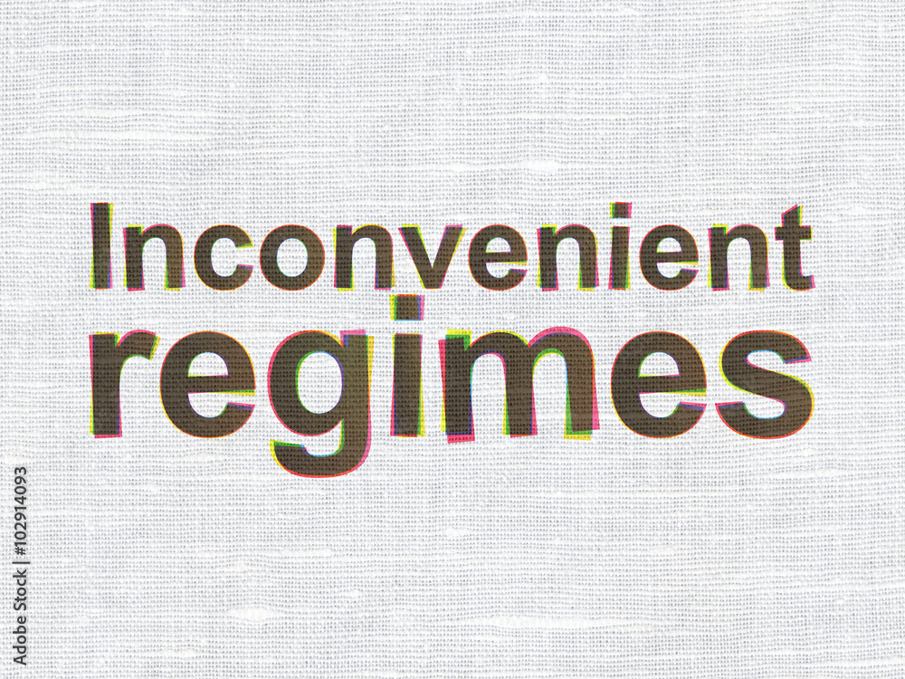 Politics concept: Inconvenient Regimes on fabric texture background Politics concept: Inconvenient Regimes on fabric texture background