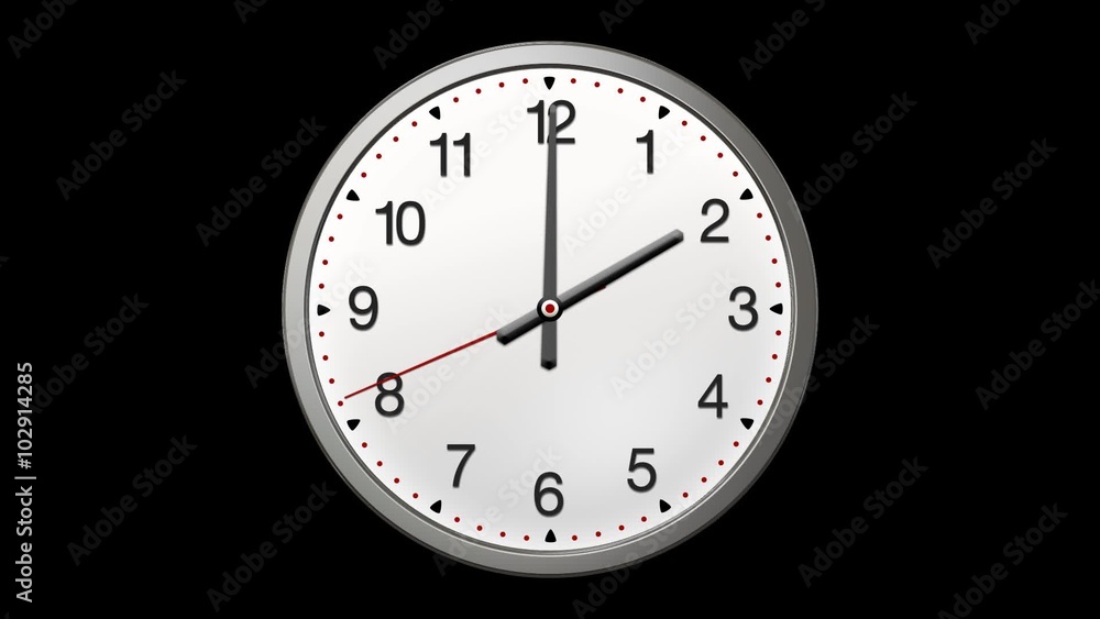 Large round clock counting down 12 hours over 30 seconds. Time lapse. CloseUP Large round clock counting down 12 hours over 30 seconds. Time lapse. CloseUP
