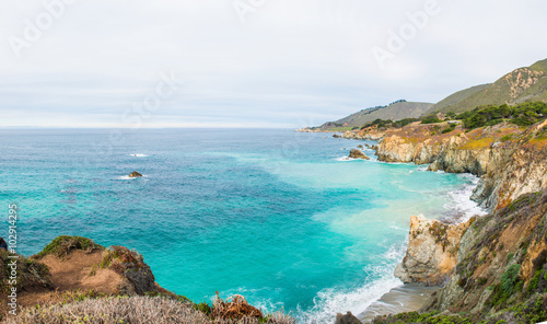 Fototapeta Naklejka Na Ścianę i Meble -  panoramic view of route 1 on the pacific coast California