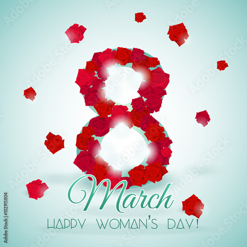 Postcard for holiday International Woman's Day with roses