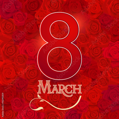 Postcard for holiday International Woman's Day with roses