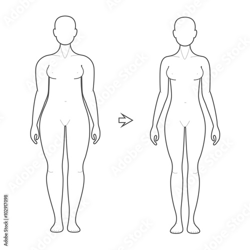 Weight Loss Vector Art - fat and thin female.