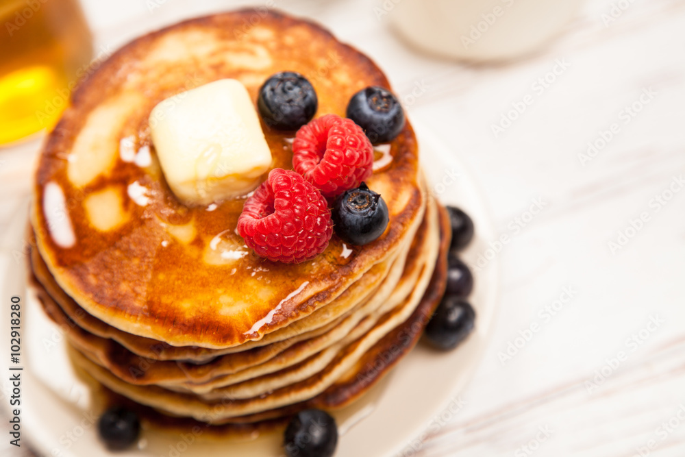 High pile of delicious pancakes High pile of delicious pancakes