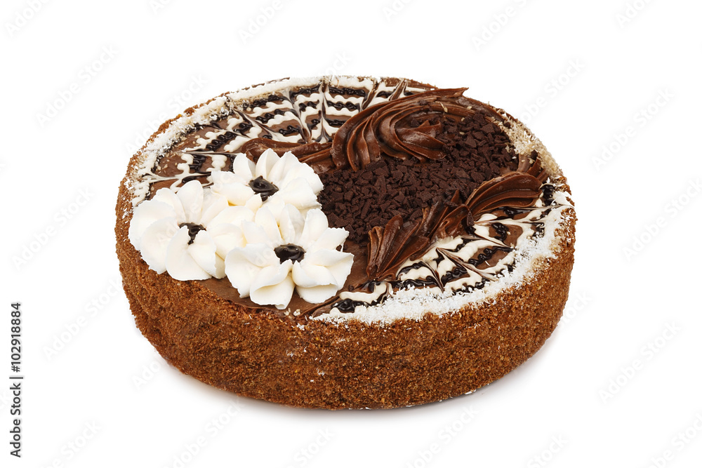 Chocolate cake isolated on white Chocolate cake isolated on white