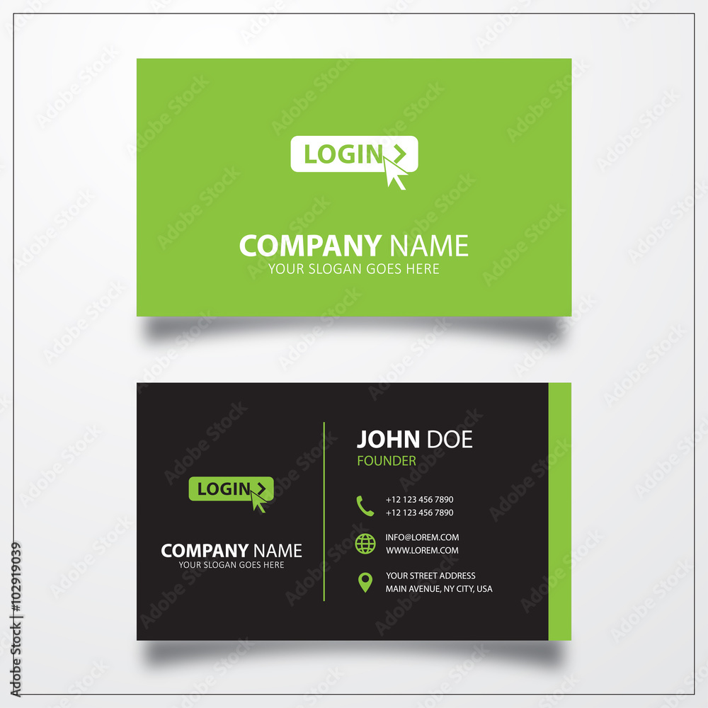 Login with mouse icon. Business card template Login with mouse icon. Business card template