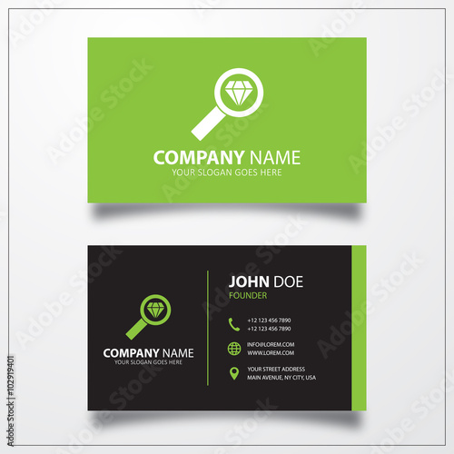 Diamond search icon. Business card template
