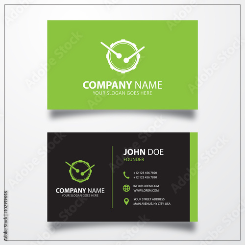 Drum music instrument icon. Business card template