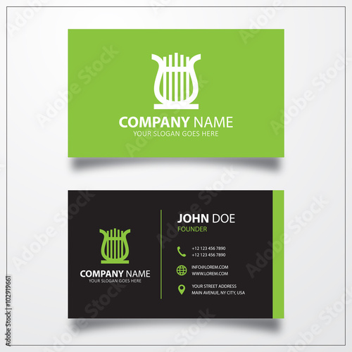 Lyre icon. Business card template