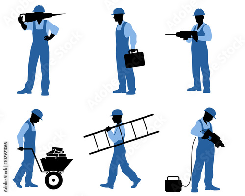 Six gardeners silhouettes