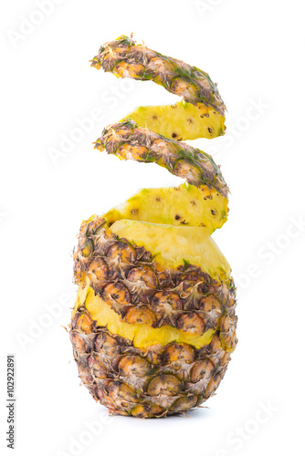 Peel off pineapple isolated on white background