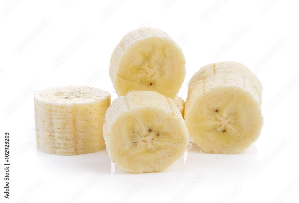 slice banana on white background slice banana on white background