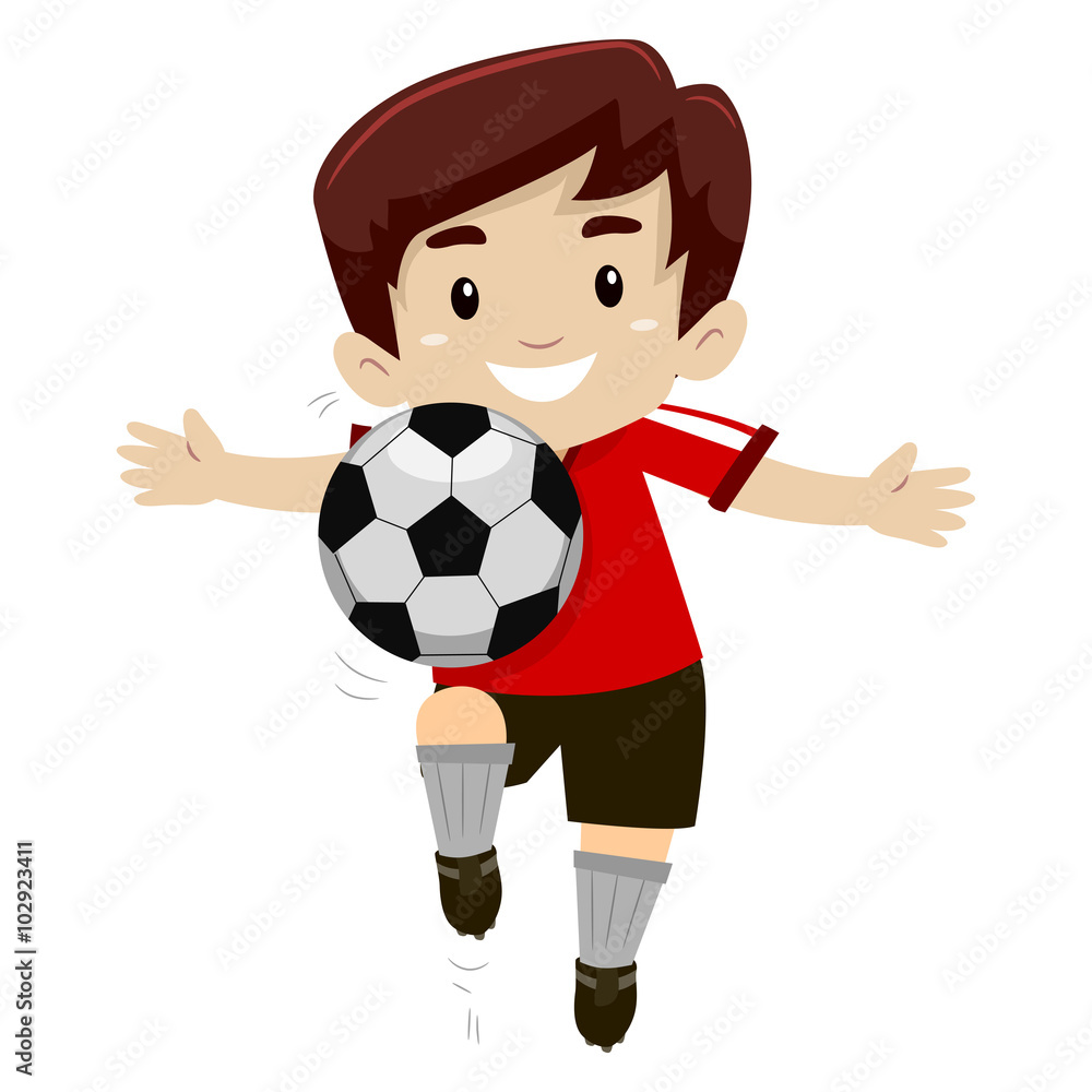 Illustration of a Soccer Player Kick a Soccer Ball