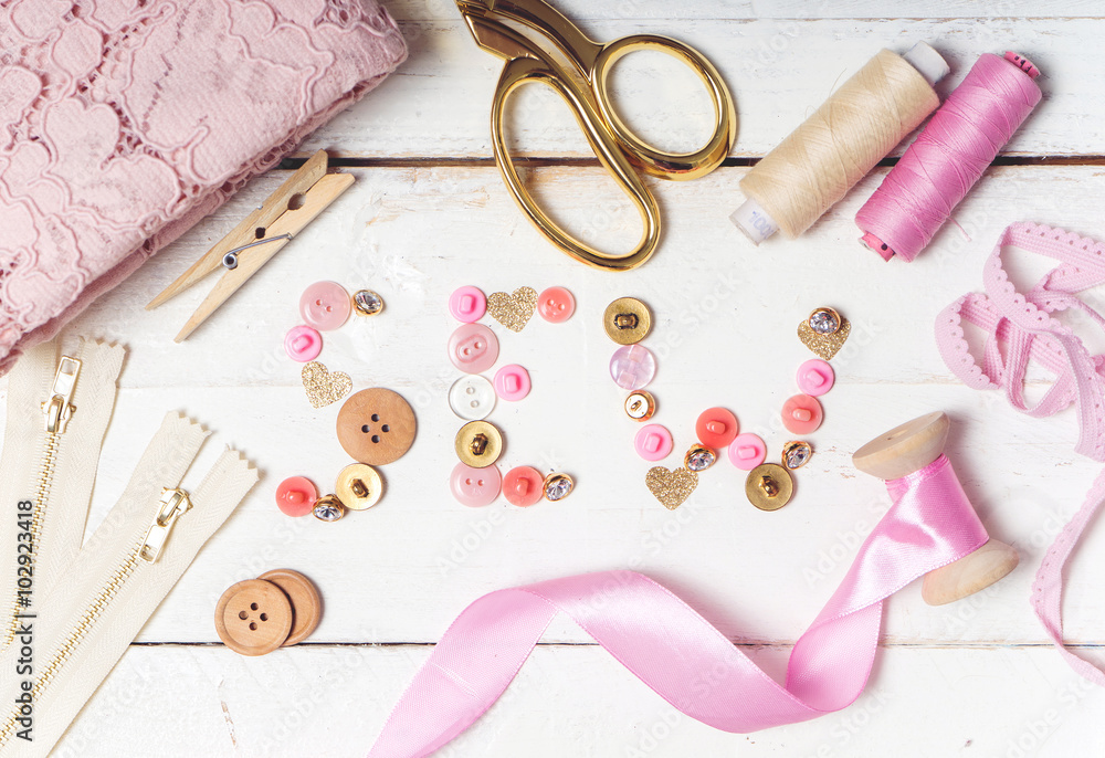 colorful Background with sewing tools colorful Background with sewing tools