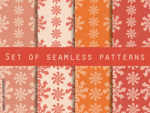 Set seamless patterns. Pastel shades. The pattern for wallpaper, bed linen, tiles, fabrics, backgrounds. Vector illustration.