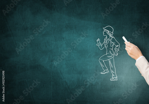Caricature of builder woman