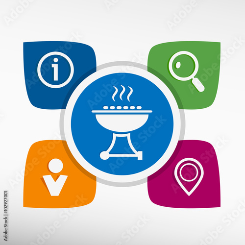 Barbecue grill color icon