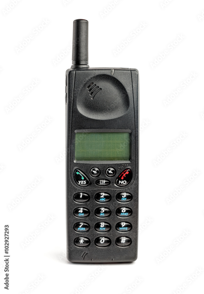 Old mobile phone on white background with clipping path. Old mobile phone on white background with clipping path.
