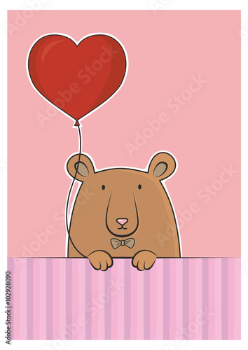 Happy card with cute teddy bear