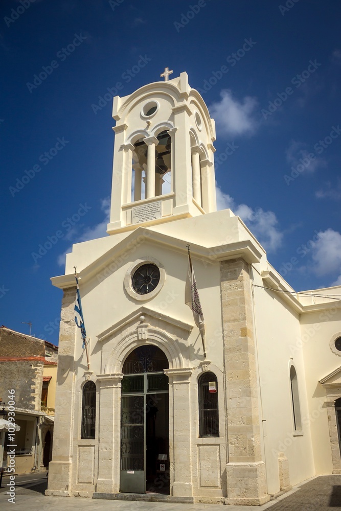 White Beautiful Church in Crete, Greece