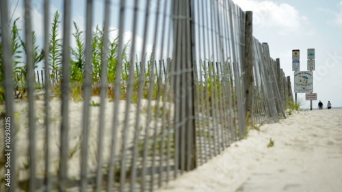 Beach fence pathway rack focus in Cape May, New Jersey.