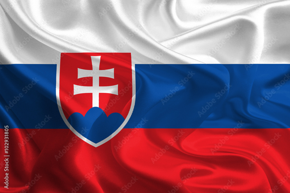 Fototapeta premium Waving Fabric Flag of Slovakia