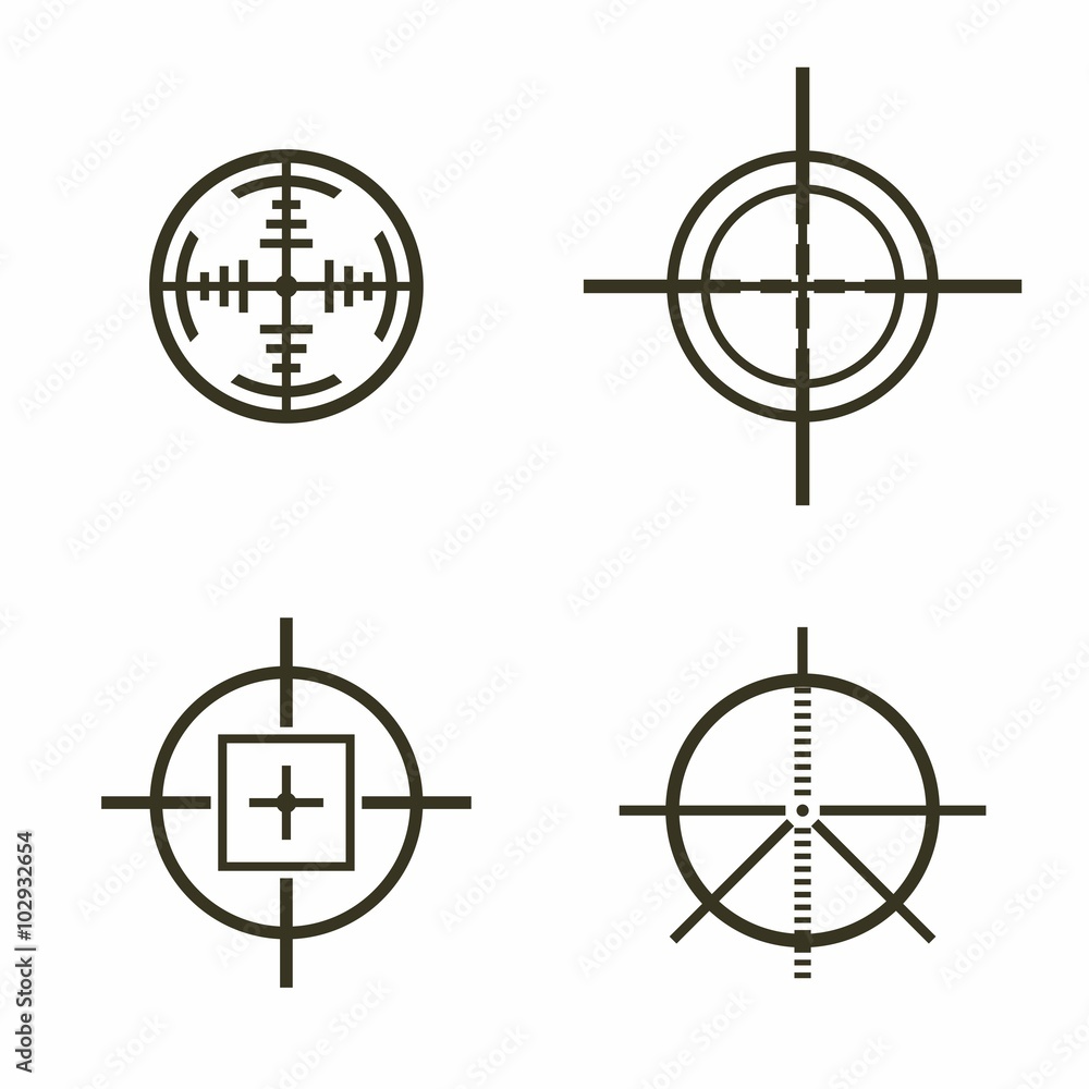Set of different flat Crosshair sign icons solated on white background. Vector Illustration Set of different flat Crosshair sign icons solated on white background. Vector Illustration