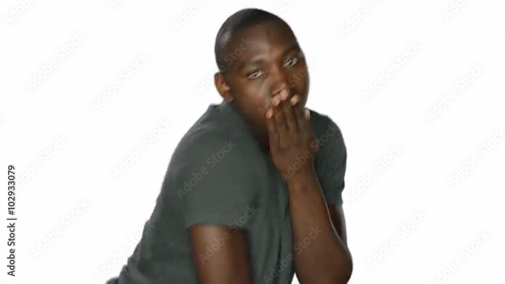 Young man dancing, on a white studio background Young man dancing, on a white studio background