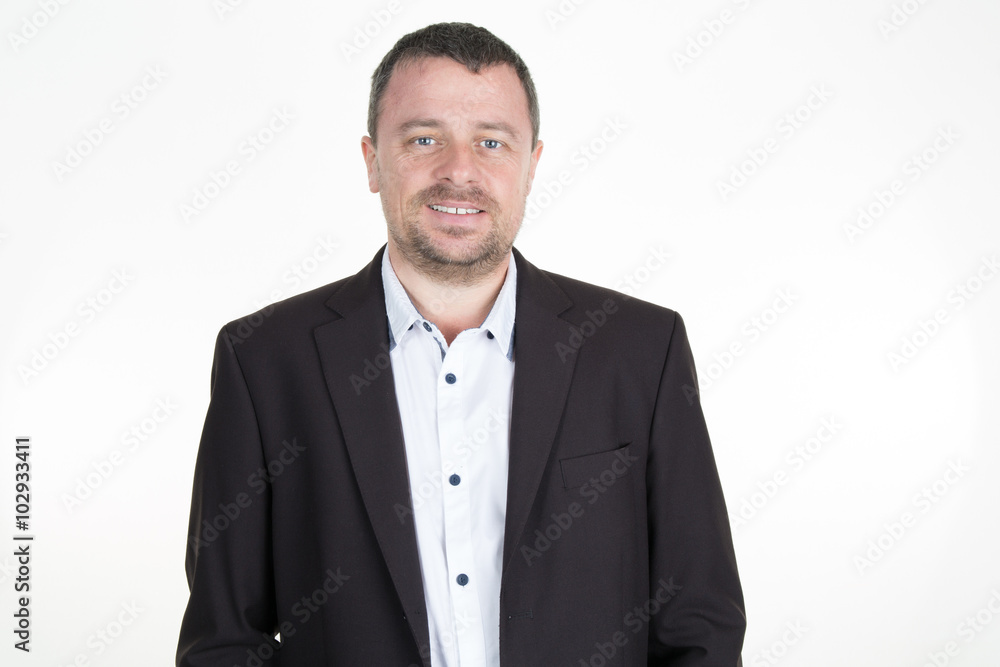 Businessman with beautiful blue eyes isolated on white Businessman with beautiful blue eyes isolated on white