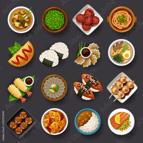 Japanese food icon set