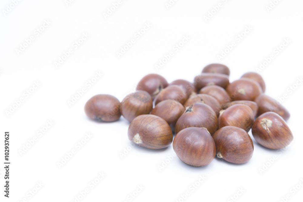 Fresh Chestnuts isolated on white Fresh Chestnuts isolated on white