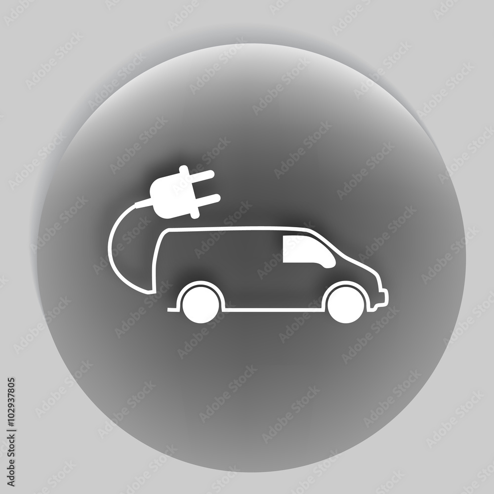 Flat paper cut style icon of an eco car