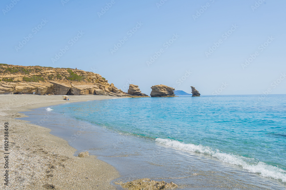 Triopetra beach, Crete. The beach of Triopetra (meaning 