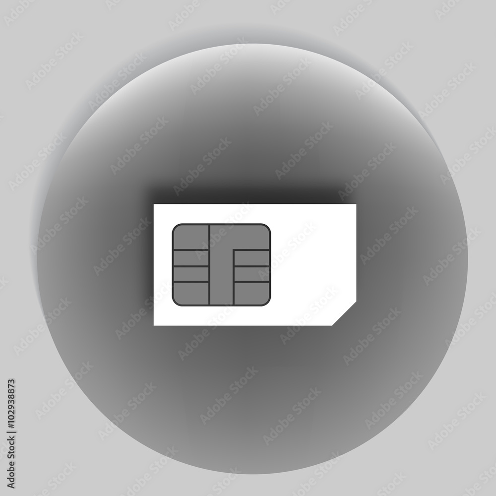 Flat paper cut style icon of a sim card