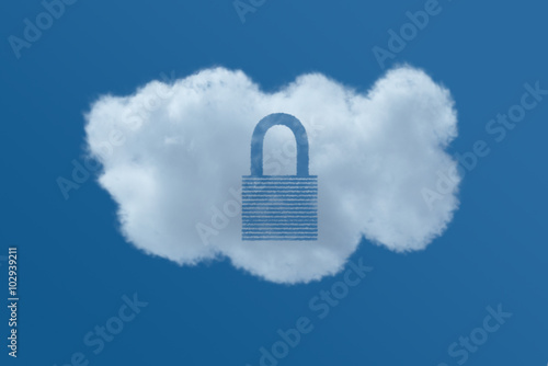 Cloud in Blue Sky with Locked Padlock