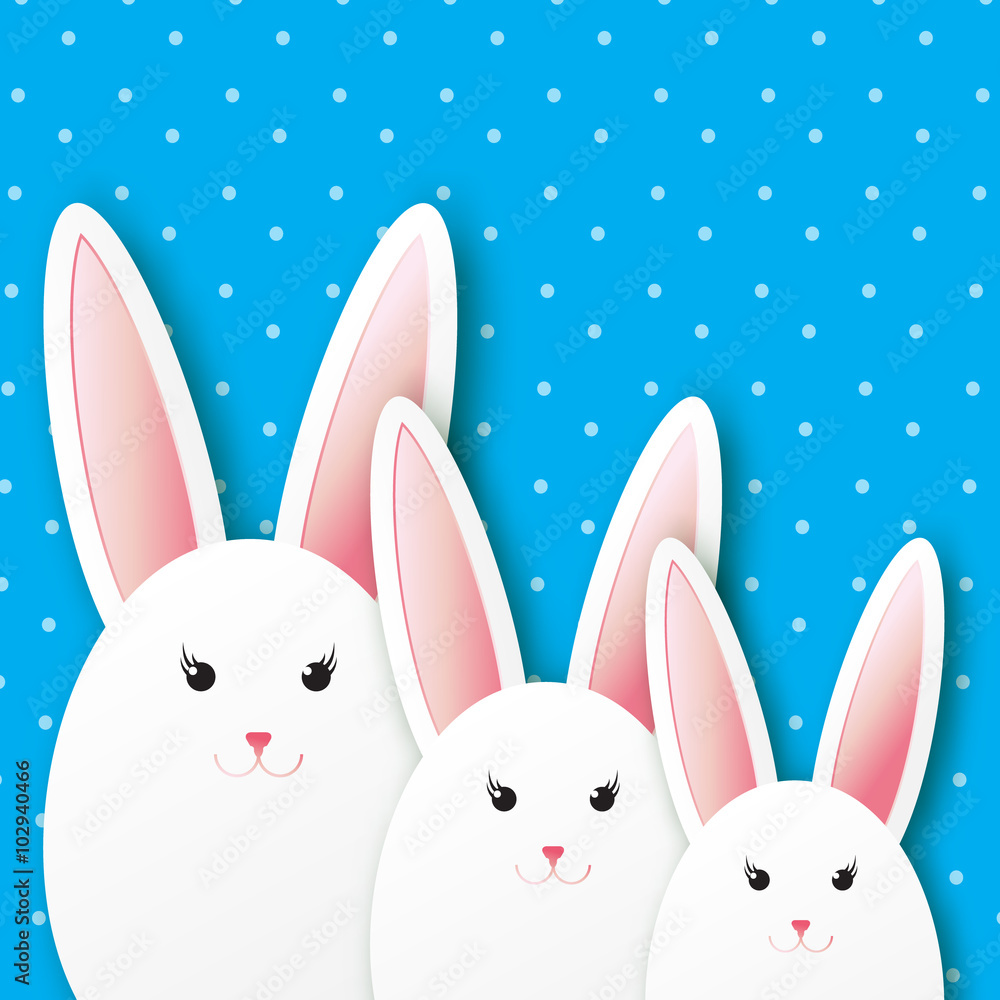 Greeting card with Happy Easter - with white Easter rabbit. Spring Funny Bunny. Easter Bunny. Easter Egg Greeting card with Happy Easter - with white Easter rabbit. Spring Funny Bunny. Easter Bunny. Easter Egg