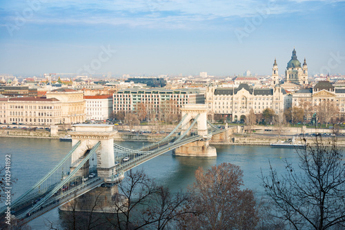 Chain bridge in Budapest, Hungary, Europe.