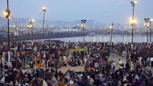 Wallpaper Mural Time lapse shot of Hindu pilgrims at riverbank during Kumbh mela, Ganges River, Allahabad, Uttar Pradesh, India Torontodigital.ca