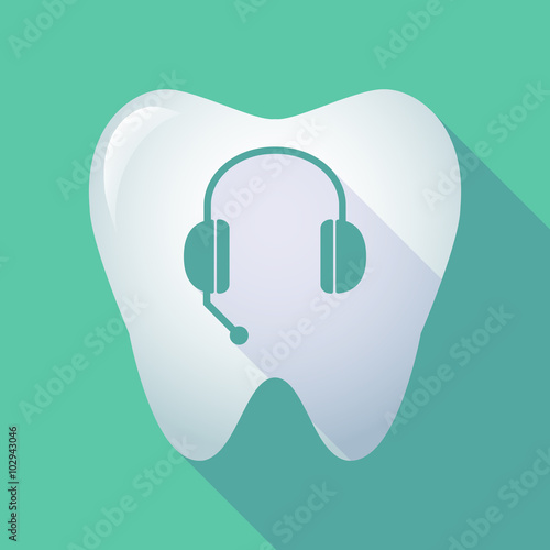long shadow tooth icon with  a hands free phone device
