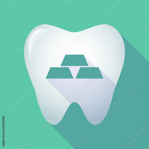 long shadow tooth icon with three gold bullions