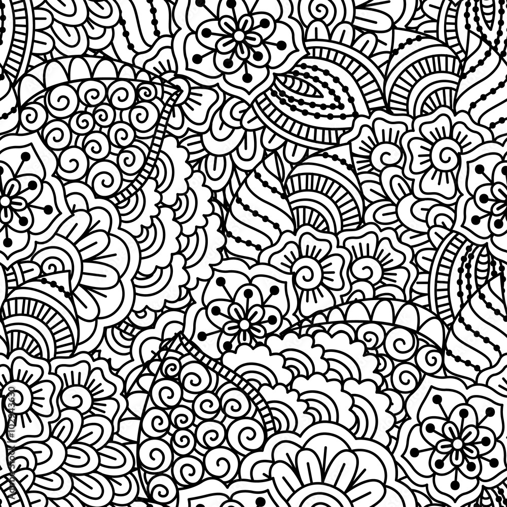 Fototapeta premium Seamless black and white pattern. 