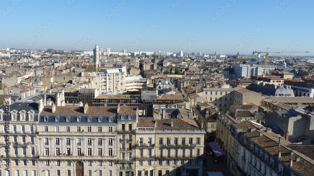 Top view of the town bordeaux in France