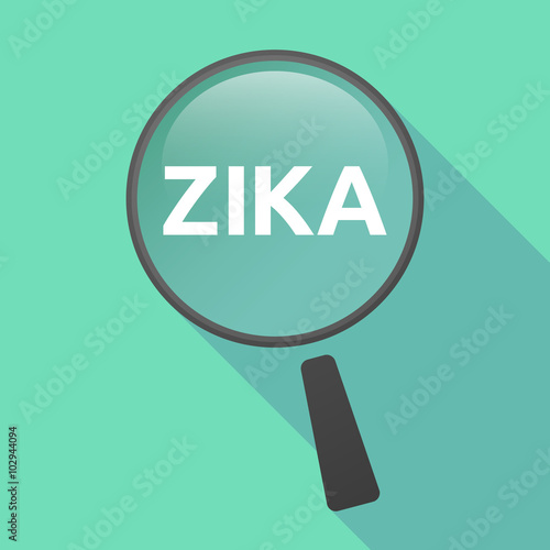 Illustration of the word "Zika"   in a magnifier icon