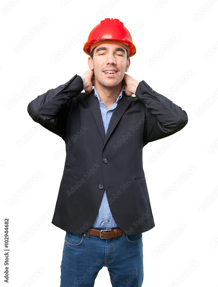 Happy young architect with relaxation gesture Happy young architect with relaxation gesture